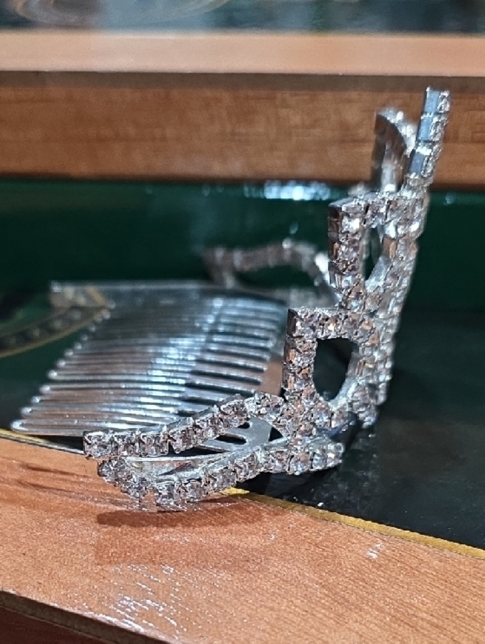 Austrian Rhinestone Lotus Pageant Tiara Crown with Combs - Picture 2 of 6